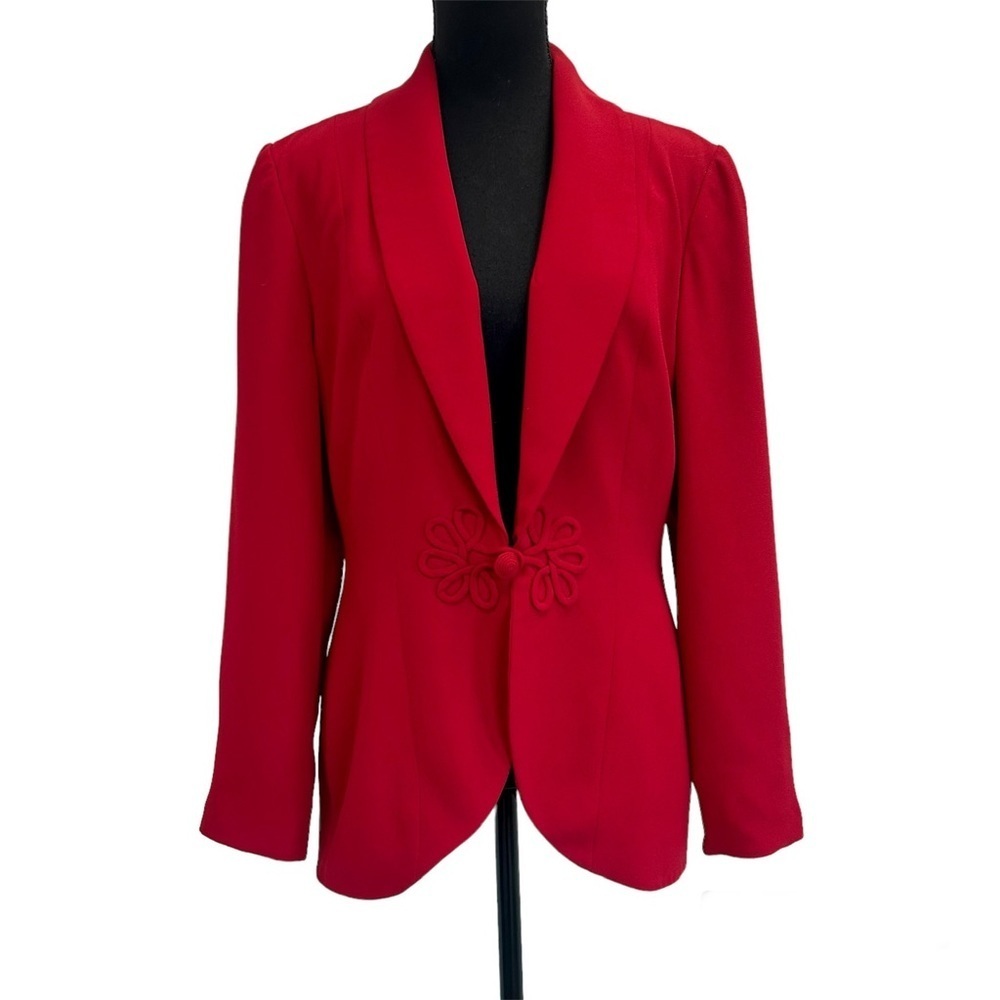 Red Tailored Fitted Structured Cinched Waist Blaz… - image 1